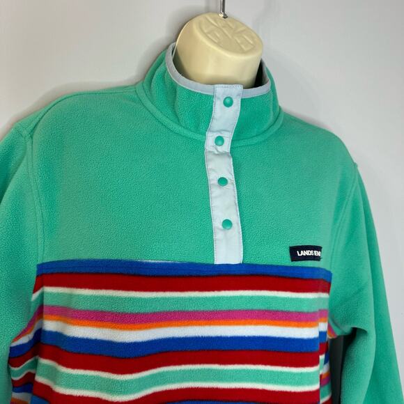 Lands' End Women's Heritage Fleece Snap Neck Pullover Sweatshirt Large - Picture 3 of 9